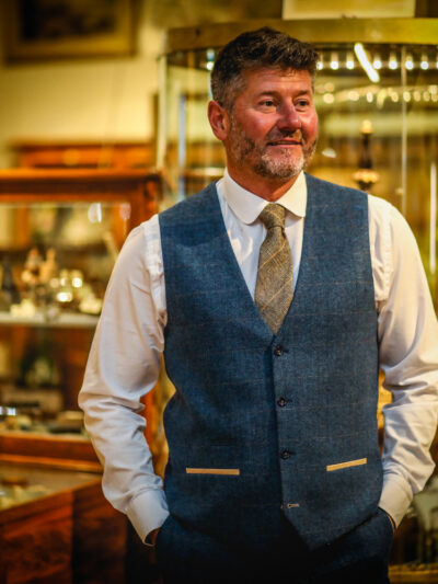 Marc Darcy - Dion Blue Tweed Waistcoat