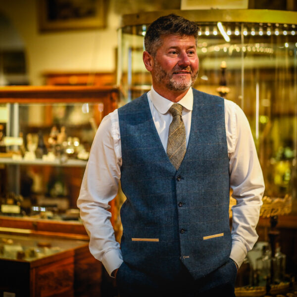 Marc Darcy - Dion Blue Tweed Waistcoat