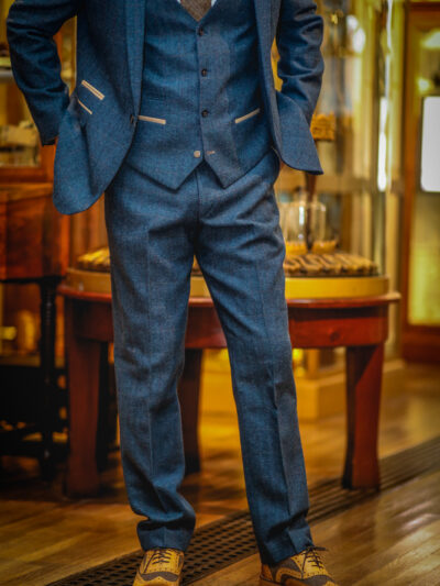 Marc Darcy - Dion Blue Tweed Trousers