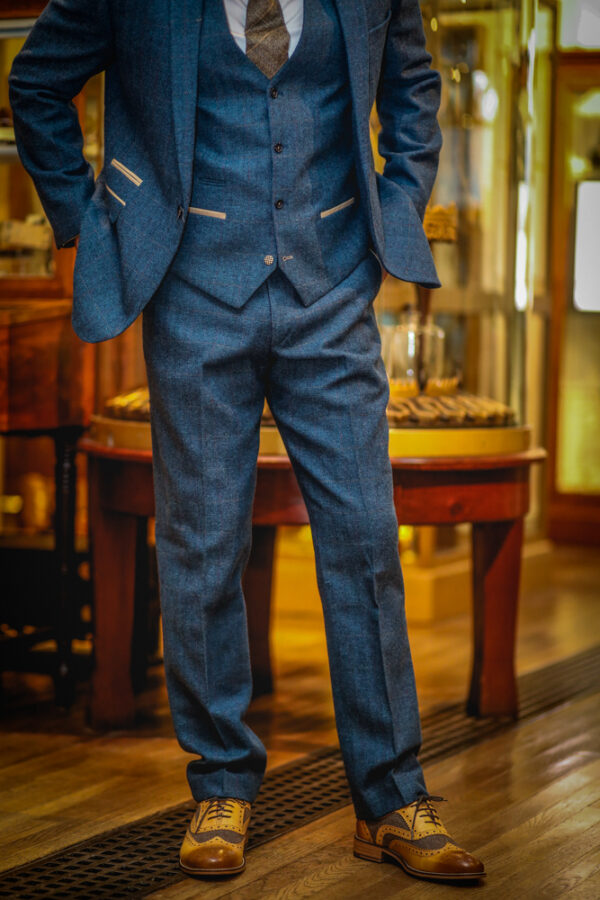 Marc Darcy - Dion Blue Tweed Trousers