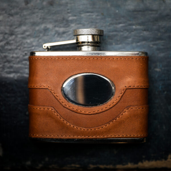 Spanish Leather Hip Flask - 4oz
