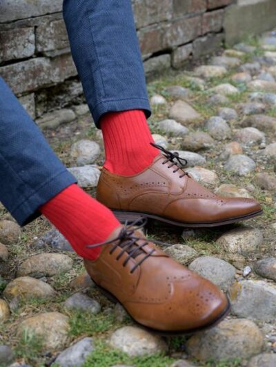 Swole Panda Bamboo Socks - Classic Ribbed Red