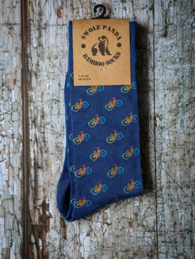 Blue bicycle bamboo socks