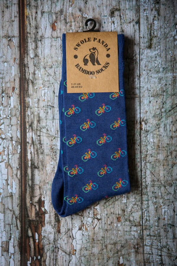 Blue bicycle bamboo socks