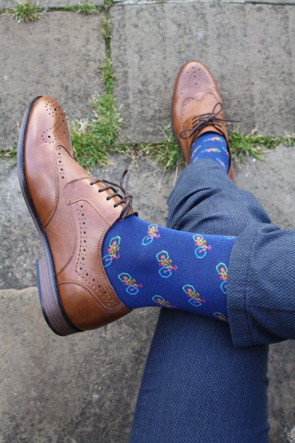 Swole Panda Bamboo Socks - Blue Bicycle - Image 2