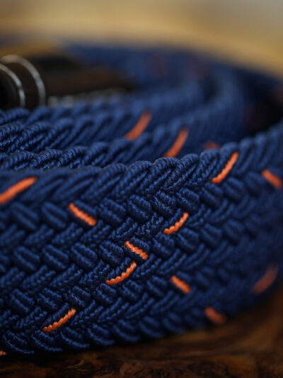 Swole Panda - Recycled Woven Belt - Navy Orange Dot