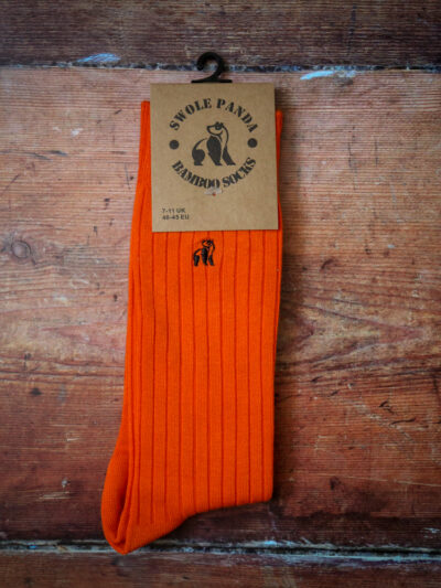 Swole Panda Bamboo Socks - Tangerine Orange Ribbed