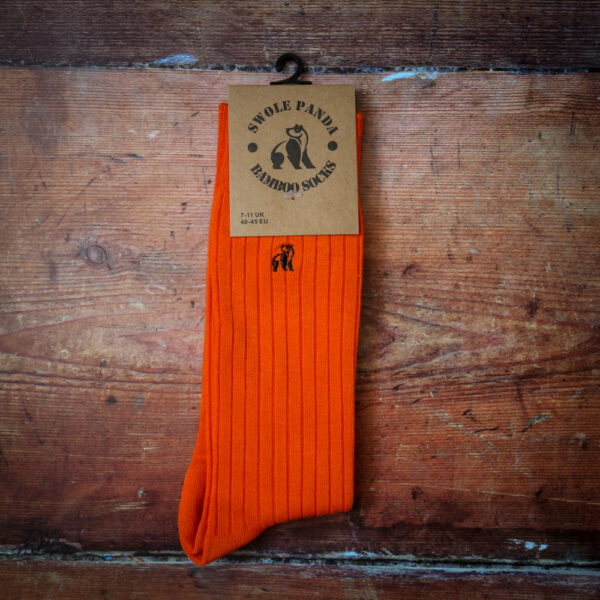 Swole Panda Bamboo Socks - Tangerine Orange Ribbed