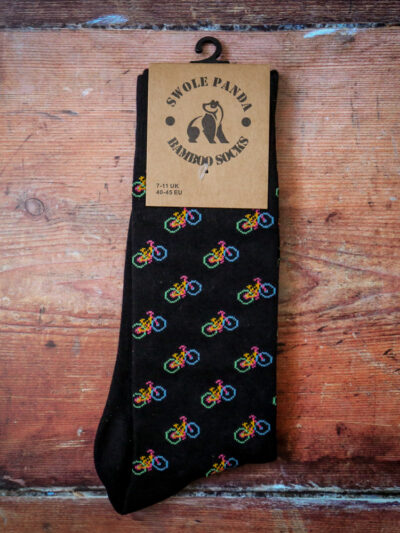 Swole Panda Bamboo Socks - Black Bicycle