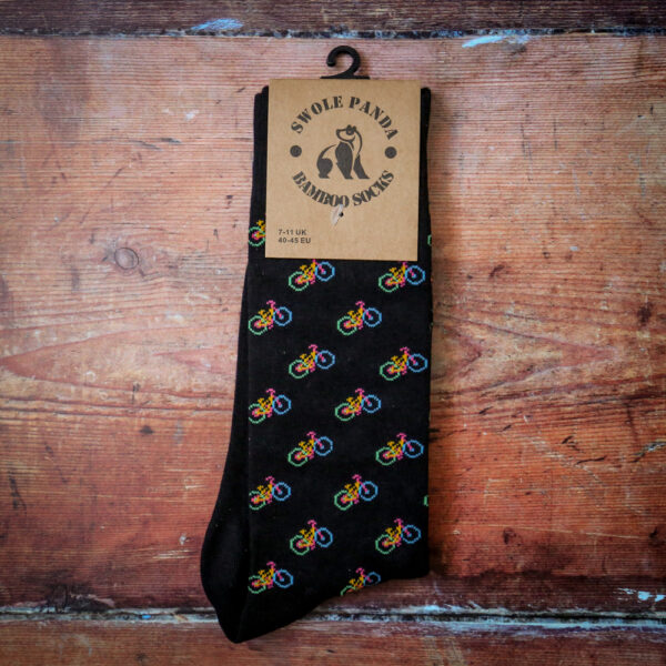 Swole Panda Bamboo Socks - Black Bicycle