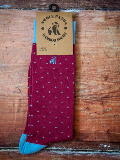 Swole Panda Bamboo Socks - Spotted Burgundy
