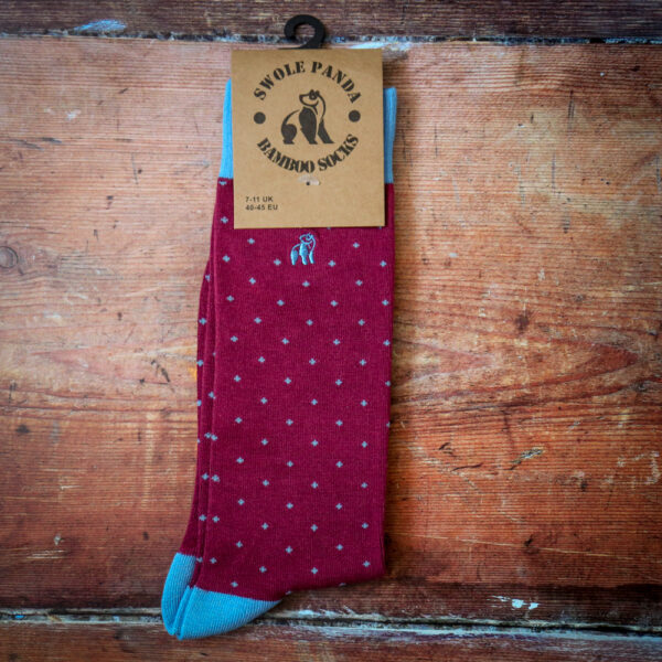 Swole Panda Bamboo Socks - Spotted Burgundy