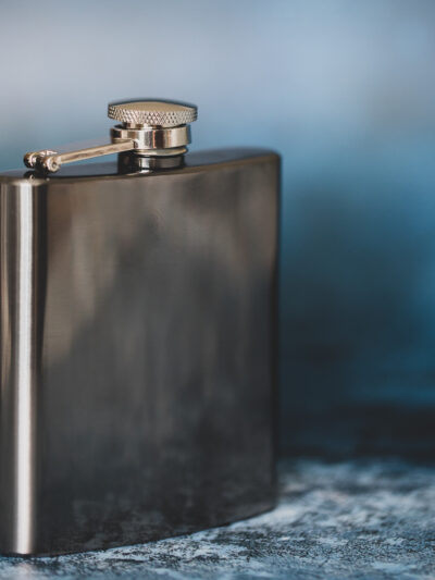 Polished Gunmetal Plated Hip Flask