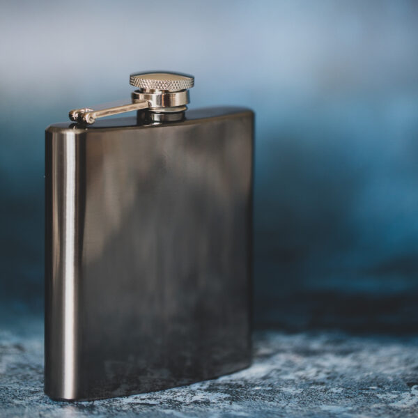 Polished Gunmetal Plated Hip Flask