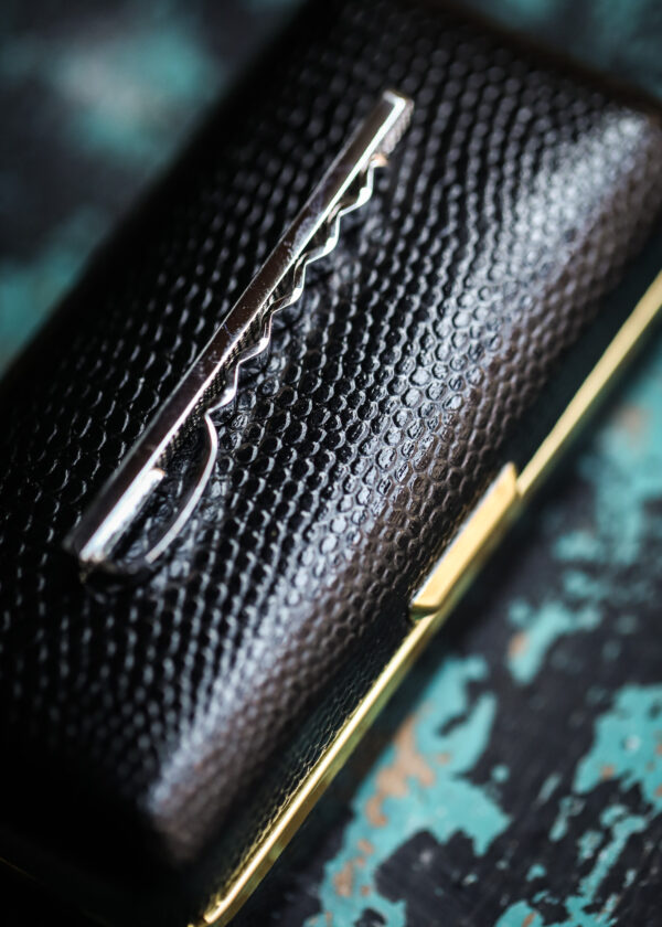Brushed Engine-Turned Rhodium Tie Slide - Image 4
