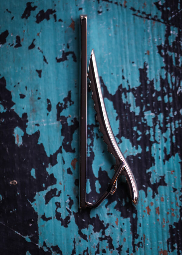 Artamis - Polished Curved Rhodium Tie Clip