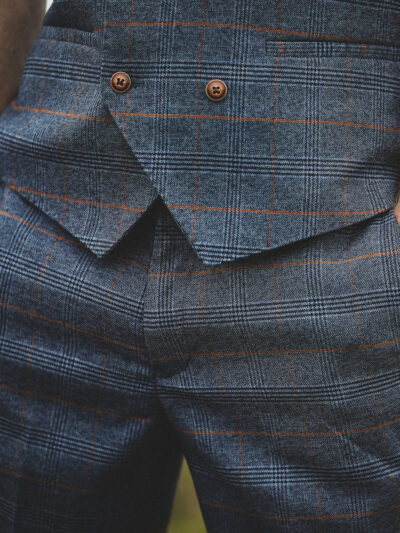 Marc Darcy - Jenson Sky Blue Check Trousers