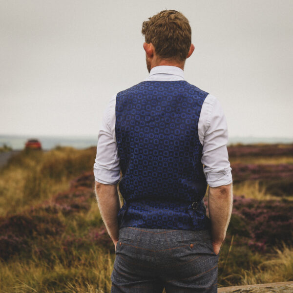 Marc Darcy - Jenson Sky Blue Check Waistcoat - Image 4