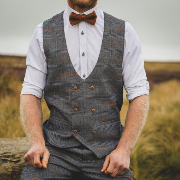 Marc Darcy - Jenson Sky Blue Check Waistcoat - Image 3