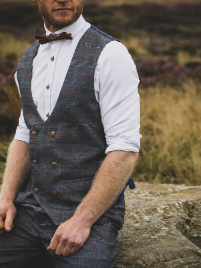 Marc Darcy - Jenson Sky Blue Check Waistcoat
