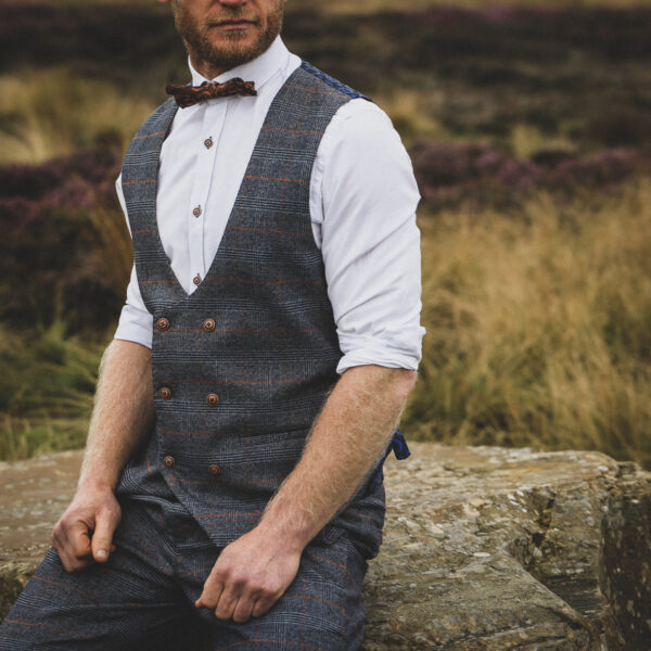 Marc Darcy - Jenson Sky Blue Check Waistcoat