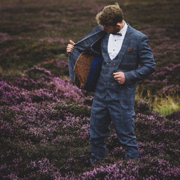 Marc Darcy - Jenson Sky Blue Check Waistcoat - Image 2