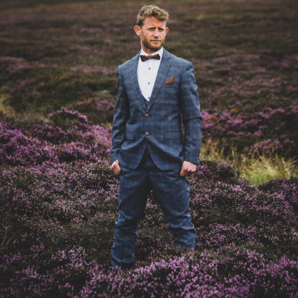 Marc Darcy - Jenson Sky Blue Check Trousers - Image 3