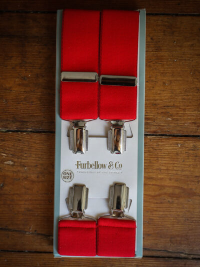 Feathered Clip Braces - 38mm Red