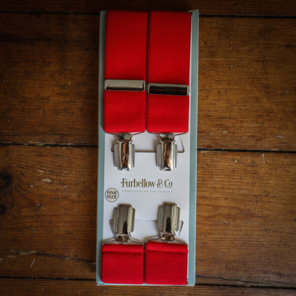 Feathered Clip Braces - 38mm Red