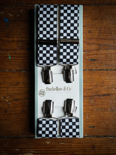 Feathered Clip Braces -35mm Black/White Check