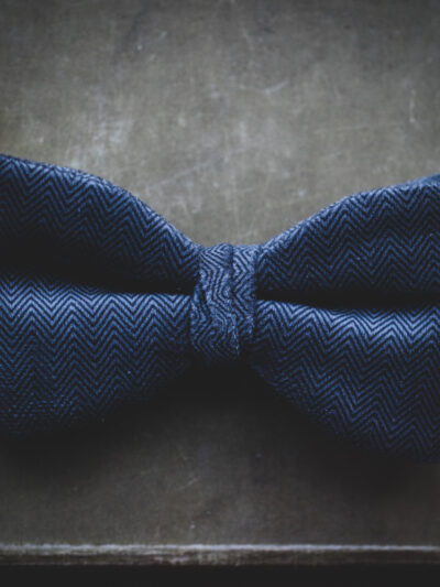 Velvet Bow Tie - Grey Herringbone