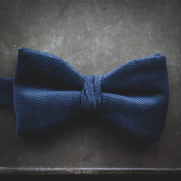 Velvet Bow Tie - Grey Herringbone