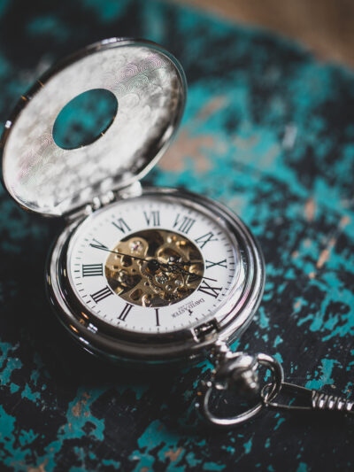 David Aster - Silver Patterned Half Hunter Mechanical Pocket Watch