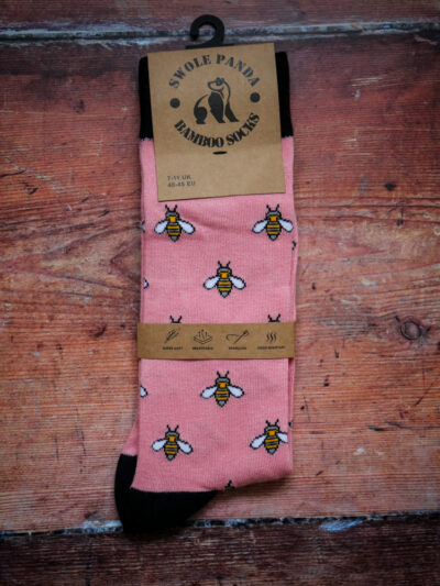 Swole Panda Bamboo Socks - Pink Bumblebee