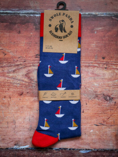 Swole Panda Bamboo Socks - Sailing Boat