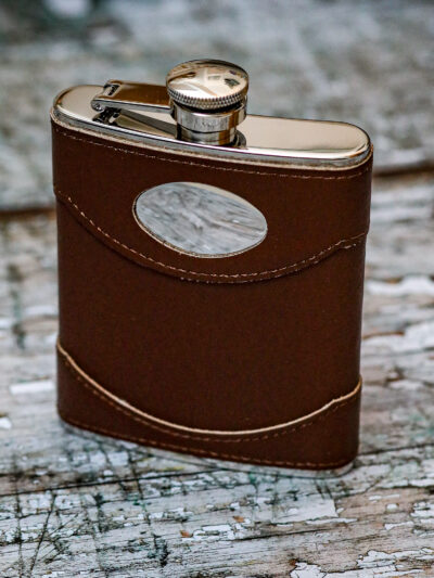 Spanish Leather Hip Flask - Brown