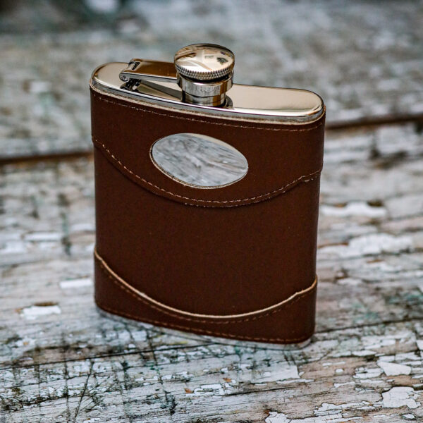 Spanish Leather Hip Flask - Brown