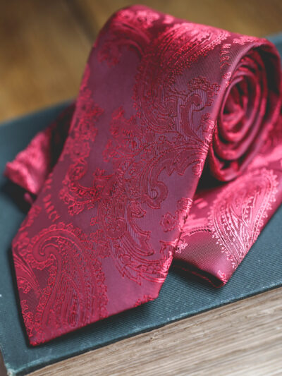Marc Darcy - Wine Paisley Print Tie & Pocket Square Set