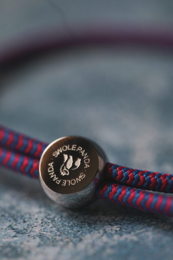 Swole Panda Recycled Rope Bracelet - Blue/Pink Zigzag - Image 3