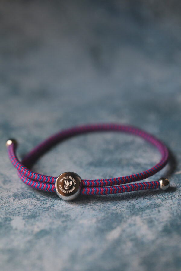 Swole Panda Recycled Rope Bracelet - Blue/Pink Zigzag