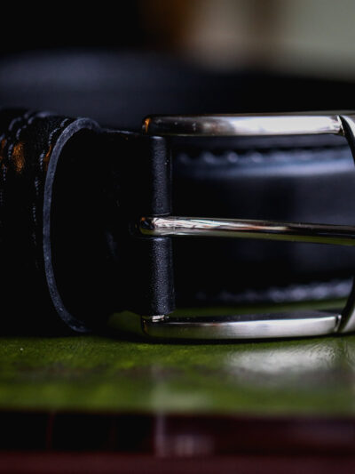 Ibex - Black Leather Belt with Stitching