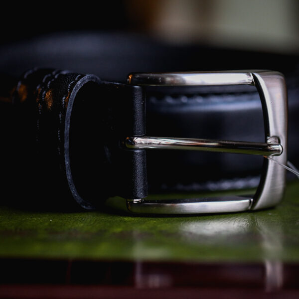 Ibex - Black Leather Belt with Stitching