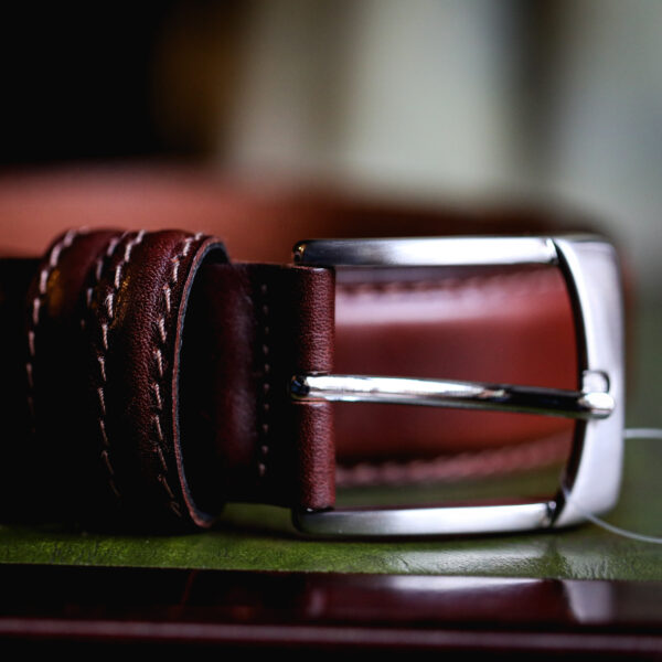 Ibex - Brown Leather Belt with Stitching