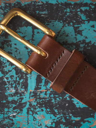 Carrion Handmade Yorkshire Belt -  Rook brown leather / brass buckle