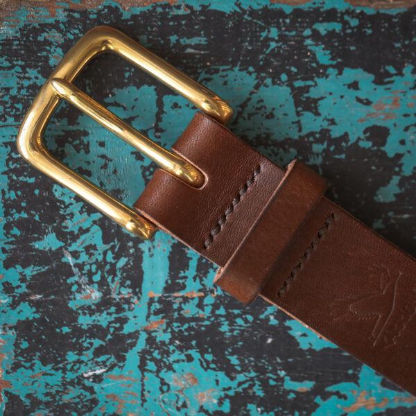 Carrion Handmade Yorkshire Belt -  Rook brown leather / brass buckle