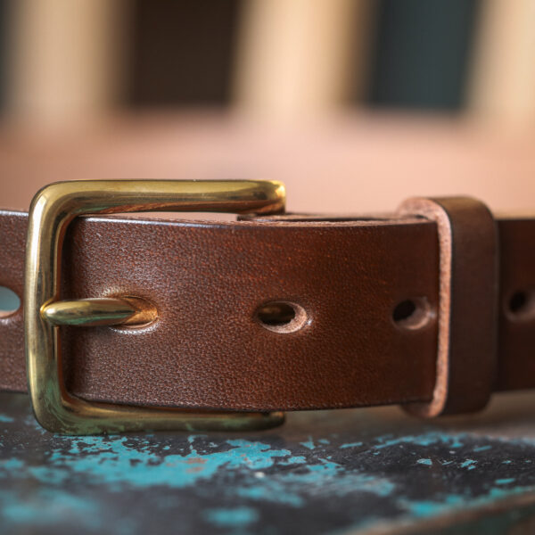 Carrion Handmade Yorkshire Belt -  Rook brown leather / brass buckle - Image 2