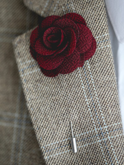 Flower Lapel Pin - Burgundy