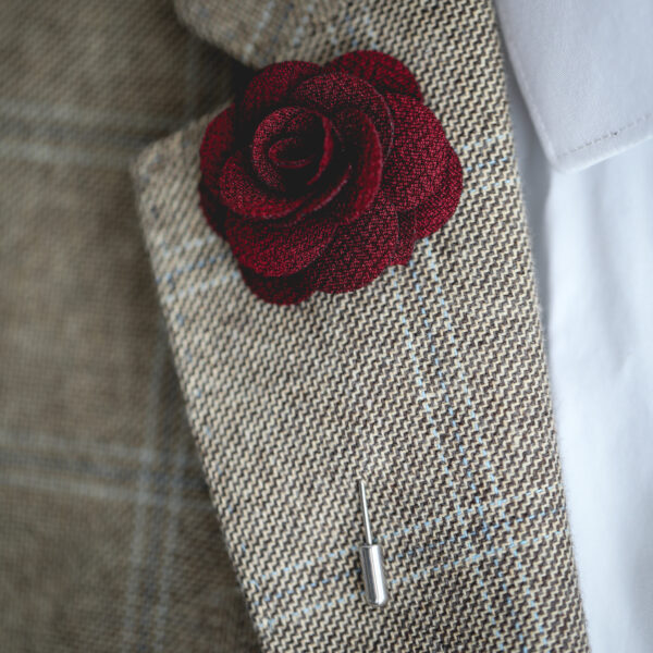 Flower Lapel Pin - Burgundy