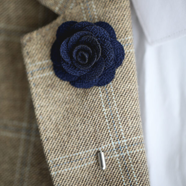 Flower Lapel Pin - Navy