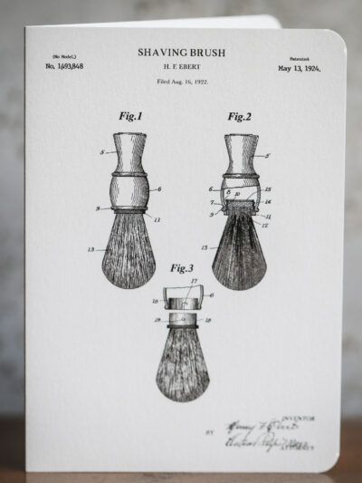 Shaving brush patent greeting card